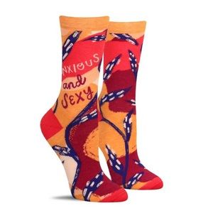 NWT Funny Women’s Crew Socks by Blue Q, “Anxious and Sexy”